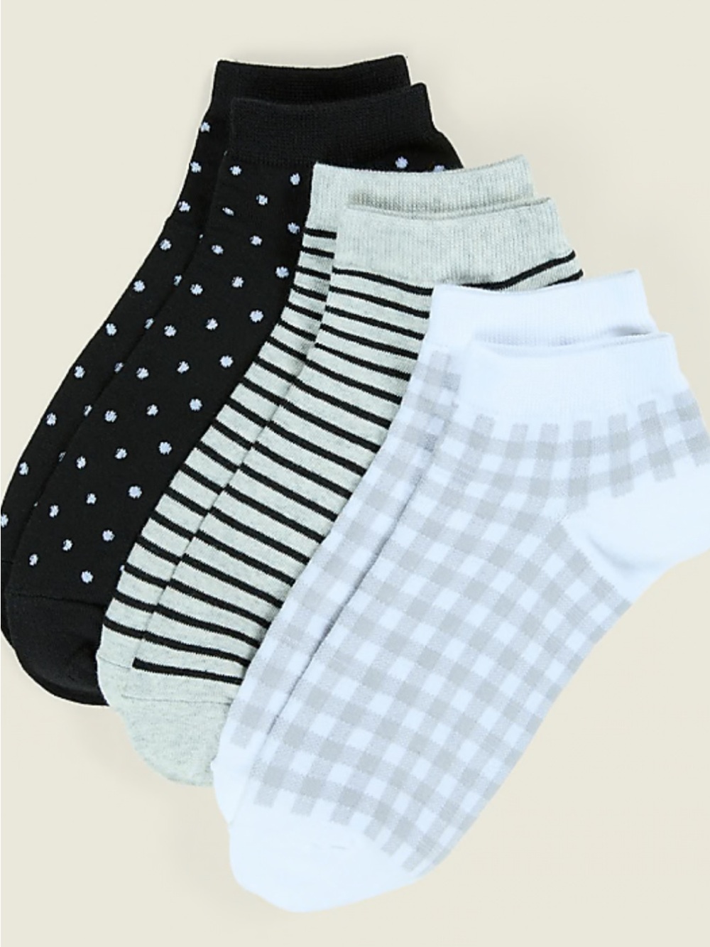 3-Pack Women’s Low-Cut Patterned Socks – Black, Gray, White